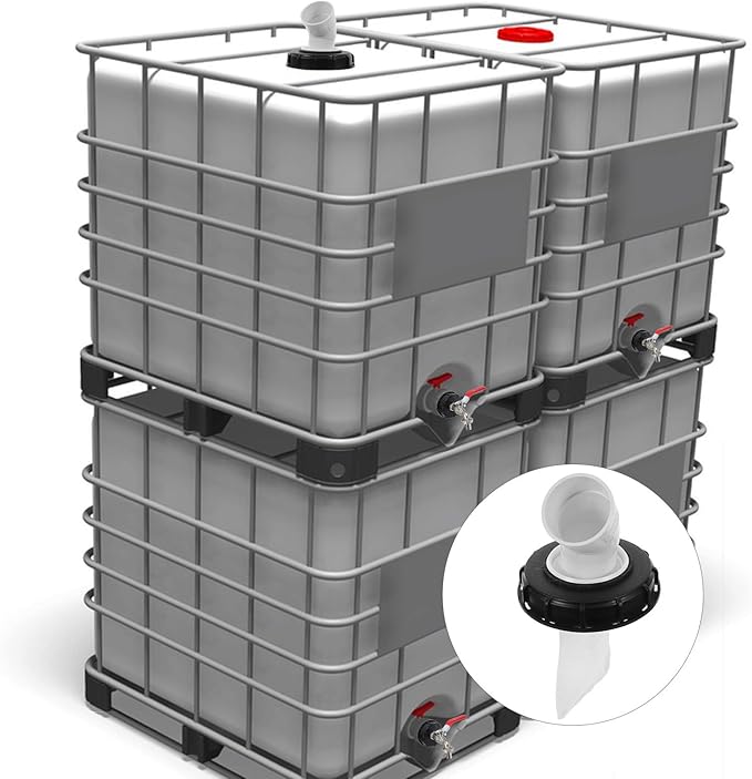 Homoyoyo Ibc Tote Plastic Lid with 163mm Filter Screen Waterproof Ibc Tank Cover Compatible for Rainwater and Chemical Storage Industrial Plastic Ton Barrel Cap Accessory
