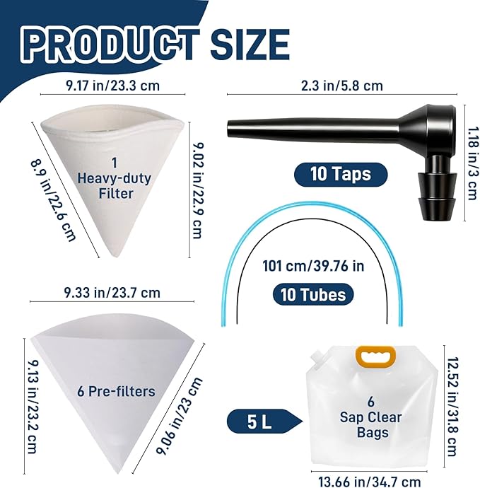 Maple Syrup Tapping Kit Maple Syrup Tree Tapping Kit Include 10 Drops 10 Tube 7 Sap Filters 6 Sap Clear Bags