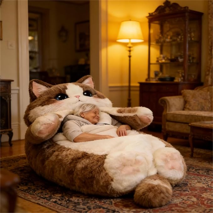 Cat Sleeping Bag Cat Sleeping Bag for Human Cat Shaped Plush Floor Lounger for Adults for Indoor Use or Camping