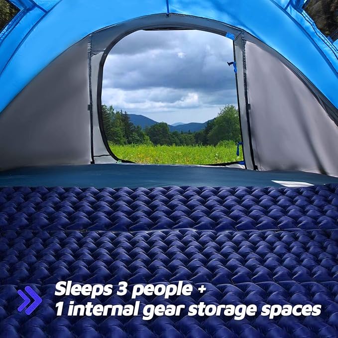 4 Person Easy Pop Up Tent9.5’X6.6’X52''Waterproof Automatic Setup2 Doors-Instant Family Tents for Camping Hiking &amp Traveling