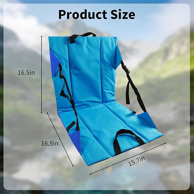 Folding Stadium Seat Cushion with Backrest Portable Bleacher Pad for Camping Fishing15.8'' x 16.5''Lightweight Chair with Backrest for Outdoor Sports and Concerts(Blue and Purple)
