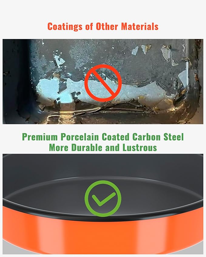 Round Enamel Roasting Pan Set Bakeware 4 Pack Cake Pizza Baking Dish 9/10/12/14 Inch Non-Stick Heat Resistance Chicken Roaster Oven Dishwasher Safe Valentine Mother's Day Gift Cookware