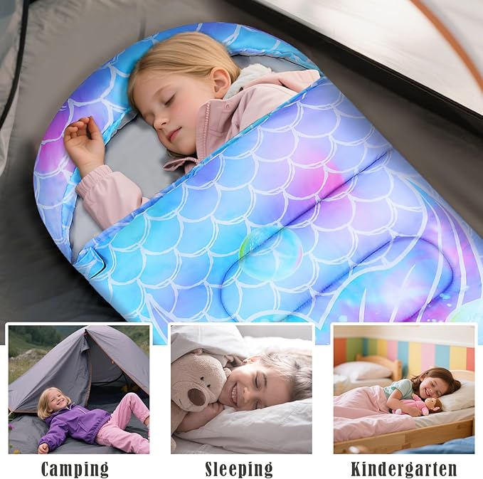 Sleeping Bag for Kids Girls Boys 3 Season Warm Lightweight Kids Sleeping Bag Waterproof Portable for Camping Outdoors Travel