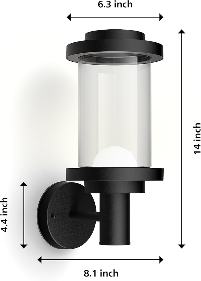 PHILIPS LED Round Up Outdoor Wall Lantern 1-Pack Bright White (3000K) 650 Lumen (11W = 50W) Weather Resistant