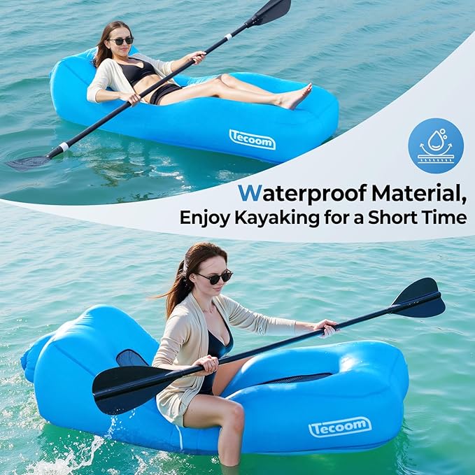 Tecoom Inflatable Lounger Couch Sun Air Sofa Hammock Waterproof Blow up Beach Chair 2 Person Glamping Accessories for Camping Hiking Traveling Movies Night Music Festival Indoor Outdoor Matches