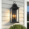 JYZ 18 Outdoor Wall Light Lantern 2-Light Exterior Wall Sconce with Gold Socket &amp Clear Glass Anti-Rust Matte Black Outside Lighting Fixture for Front Door Porch Garage E12 Base