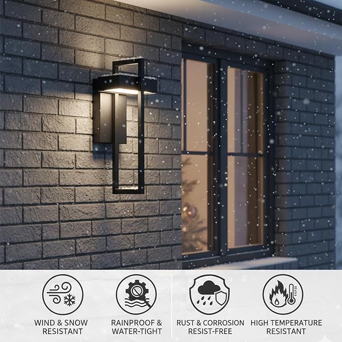 Black Outdoor Wall Light Hardwired 16.5 Modern Outdoor Wall Sconce  Dimmable Adjustable Light 2700K–6500K Waterproof Exterior Wall Light for Porch Front Door GarageWall Mount Lights With Remote
