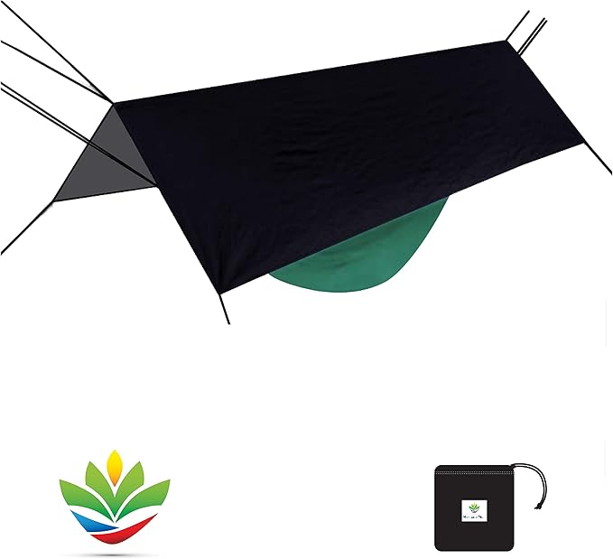 Hammock Bliss Extra Large Rain Fly - Waterproof Tent Tarp Rain Fly and Hammock Shelter to Cover Your Hammock &amp Your Gear – Massive Coverage to Make Hammock Camping A Dry Rain Free Experience