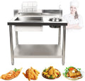 Breading Table Fried Chicken Preparation Commercial Stainless Steel Fried Food Prep Breading Station Breading Work Table w/Basket Undershelf for Restaurant Kitchen Fried Chicken Burger Shop