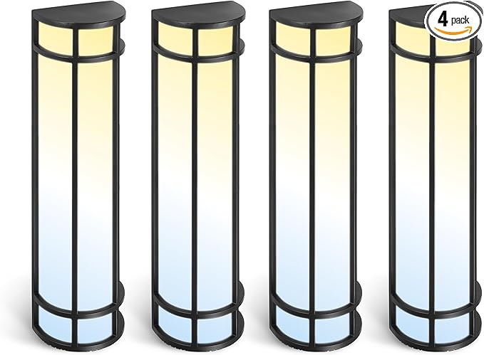 ASD LED 24 Half Cylinder Wall Light Fixture Outdoor Patio Sconce | 3CCT Stainless Steel Waterproof Energy Star ETL Listed | 24W 1970LM 3000-5000K 100-277V | Exterior Lighting | Black 4 Pack