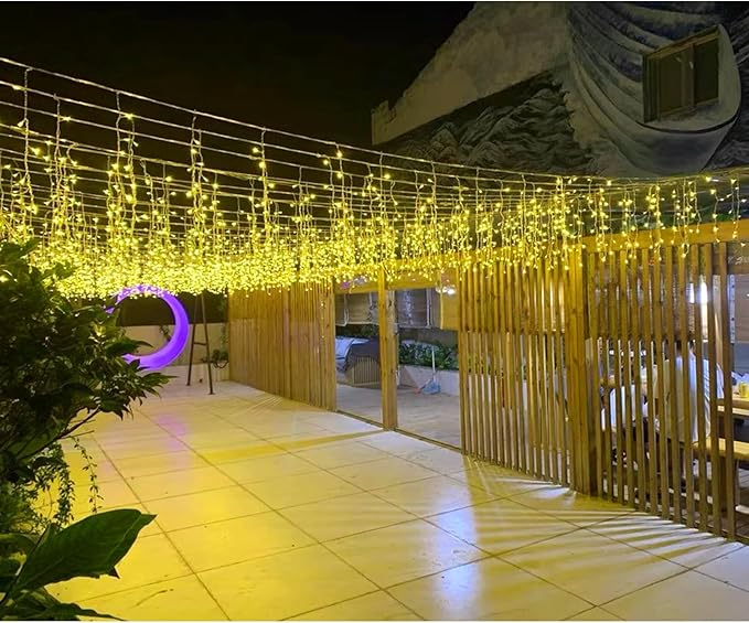 ZIMINGU Icicle Lights Outdoor 32.8 FT 400 LED 8 Modes Christmas String Fairy Lights with 80 Drops Twinkle Waterproof Connectable for Roof Balcony Business Park Decor Warm White 10M