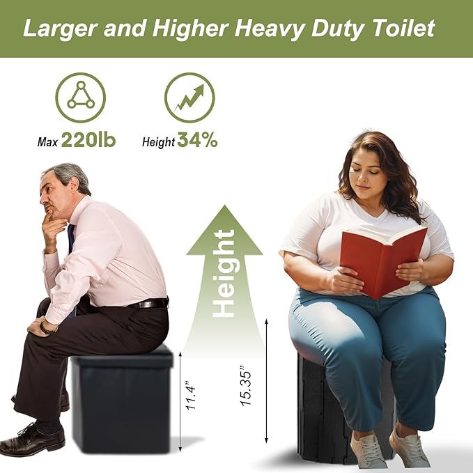 Camping Toilet Kit with Pop Up Privacy Tent X Large Portable Folding Toilet Potty for Adults Outdoor Camp Shower TentsChanging Room with Carry Bag