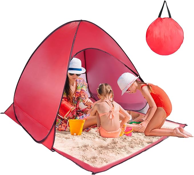 Pop Up Beach Tent Anti UV Automatic Sun Shelter Umbrella Portable Sun Shade Shelter for 2-3 People Outdoor Instant Pop Up Beach Shade Tent with Carrying Bag