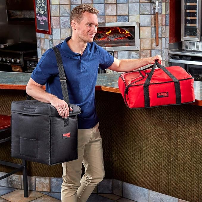 Cambro Polyester Insulated Pizza Bag Food Delivery Bag Holds (2) 16 Or (3) 14 Pizza Boxes 4PK Black GBP216-110