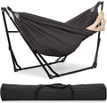 2 in 1 Hammock with Stand Outdoor Hammock Swing Chair with Portable Heavy Duty Stand Multi-Functional Hammock Stand 480 lbs Weight Capacit-Gray