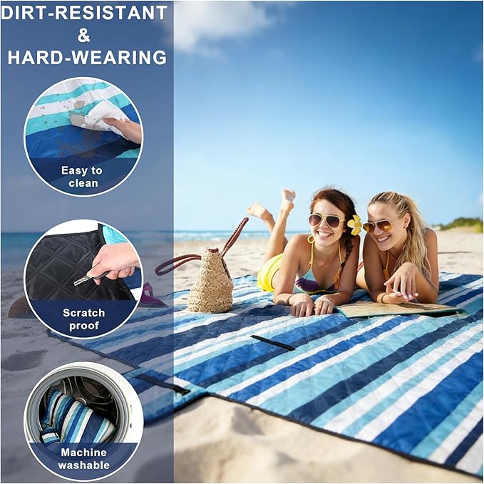 Beach Blankets Picnic Blanket - Extra Large 80''x80'' Waterproof Sandproof Picnic Blanket Mats for 2-4 AdultsPortable Foldable 3-Layer Outdoor Beach Mat for Camping Lawn Travel Beach