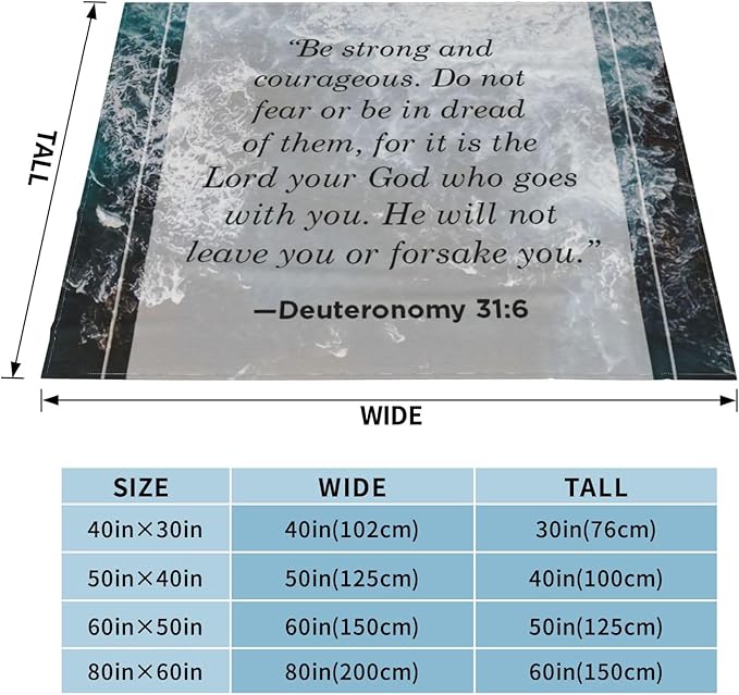 50X40 Deuteronomy 31 ：6 Lightweight Flannel Blanket - Soft and Breathable Polyester Suitable for Travel Camping and Home Decoration