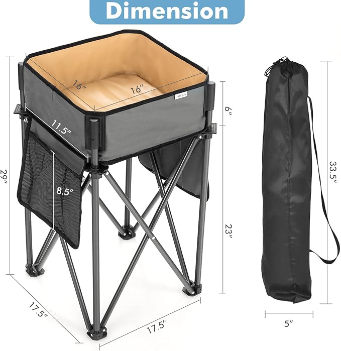 Goplus 2 PCS Folding Camping Tables Portable Picnic Tables with Large Capacity Storage Sink Side Pockets Anti-Skid Feet Lightweight Tables for Hiking Fishing BBQ Beach (Black+Grey)