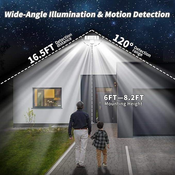 6 Adjustable Heads Solar Lights Outdoor Waterproof Motion Sensor Outdoor Lights Super Bright 3 Modes 2400mAh 360° Illumination Security Flood Light for Patio Yard Garden-2 Pack