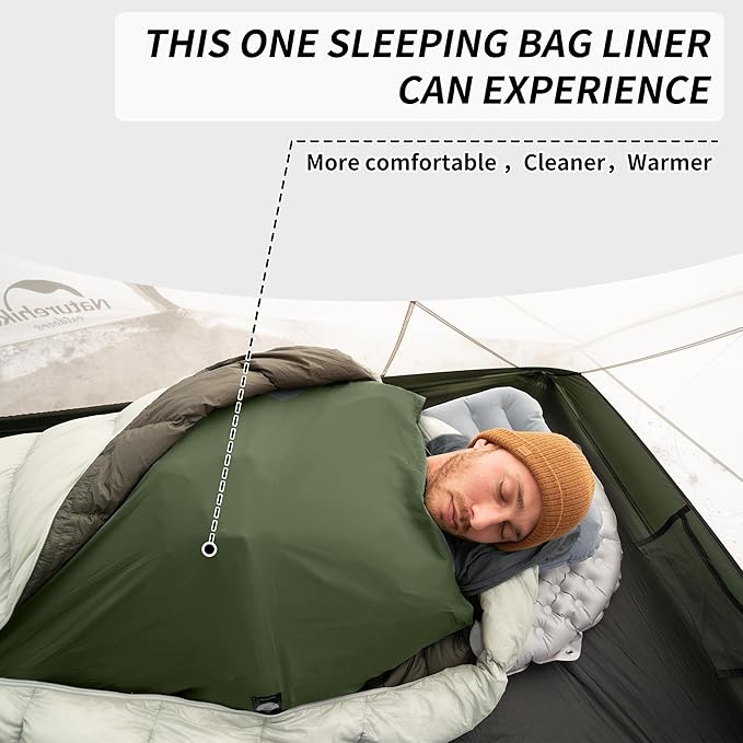 Naturehike 4.5oz Ultralight Washable Sleeping Bag Liner Lightweight Adult Sleep Sack &amp Travel Sheets for Backpacking Hotel Camping Hostels ZY20