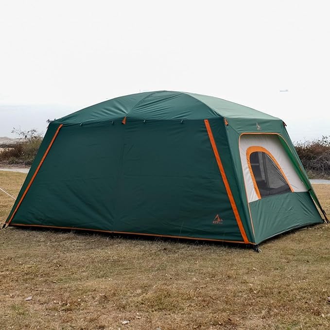 KTT Large Tent 8-10-12 PersonFamily Cabin Tents2 Rooms2 Doors and 4 Windows with MeshStraight WallWaterproofDouble LayerBig Tents for OutdoorPicnicCampingFamily Gathering