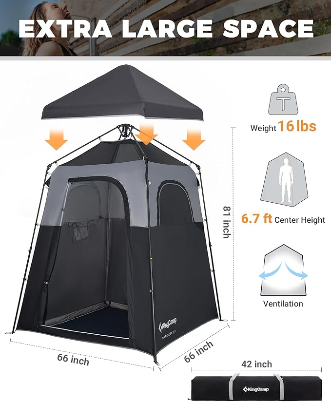 KingCamp Instant Shower Tent Portable Superior Stable Privacy Shelter Large Room Outdoor Toilet Tent with Floor for Beach Camping &amp Hiking Setup in Under 60s