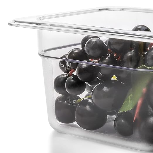 Bekith 6 Pack 1/6 Size Clear Polycarbonate Food Pans with Lids for Kitchen Restaurant Food Prep 4 Inches Deep