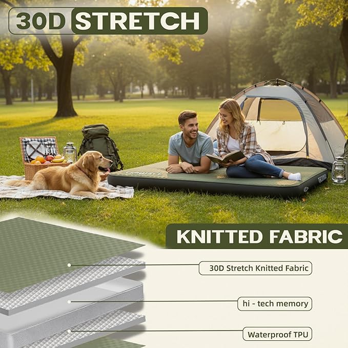 UPWELL Self Inflating Sleeping Pad 4.5 Thickness Camping Mattress with Solid Foam Double Sleeping Mat Portable Fast Inflation for Outdoor Mat Portable Roll Upwith air Pump