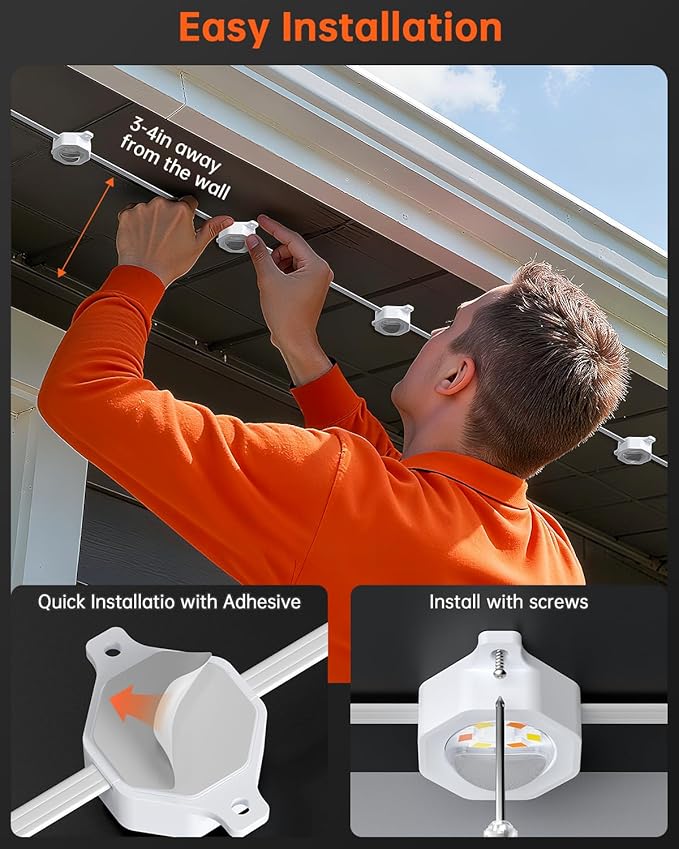YAYZA! Permanent Outdoor Lights Pro150ft 108 LED Smart RGB+IC+Warm/Cool White Christmas Eave Lights 135lm Music Sync &amp DIY Scenes IP67 Waterproof for Outside Decor Works with AlexaGoogle Rem