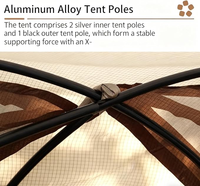 Massif Hot Tent with Stove Jack 4 Season Tent 2 Person Camping UPF50+ Waterproof Windproof WinterKhaki Dual Room Design with Extended Porch