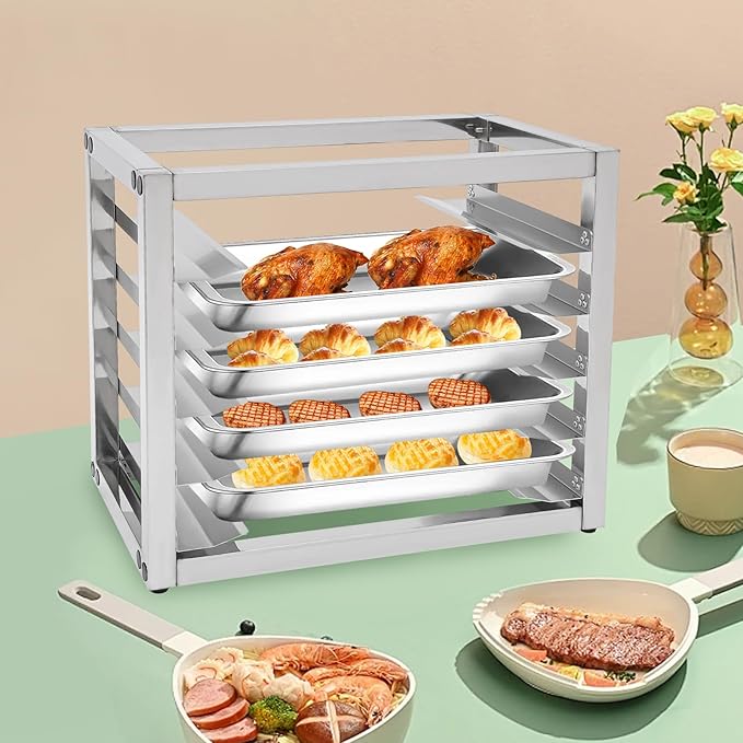 Bakery Bun Pan Speed Rack - 5-Sheet Bun Pan Rack Countertop Food Trays Rack for Commercial Baking and Bakers (5 Tiers) Stainless Steel Trays Not Included