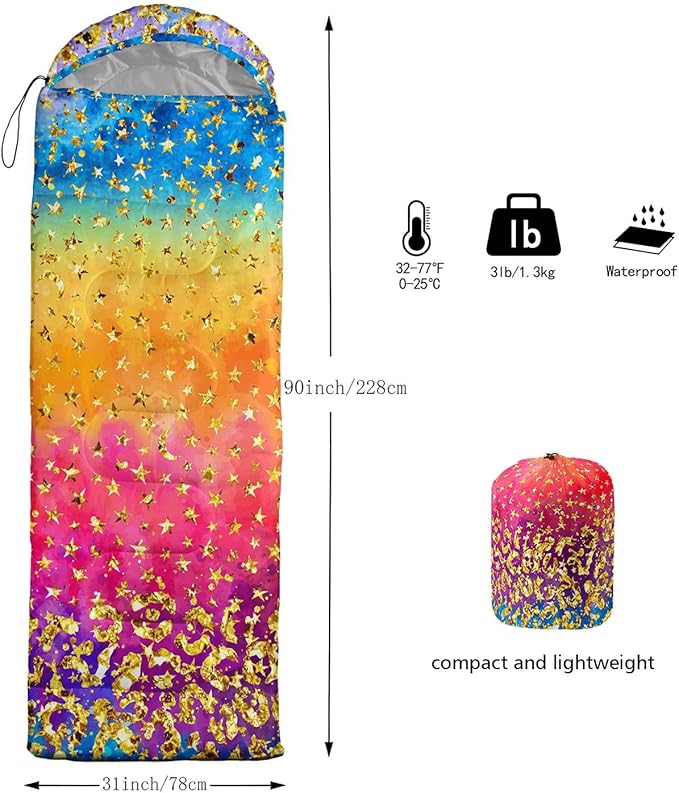 Kids Sleeping Bag for Boys GirlsCheckerboard Cat Print-Lightweight Warm Portable Outdoor Indoor-Waterproof Cold Weather Resistant Sleeping Bag for Camping Hiking