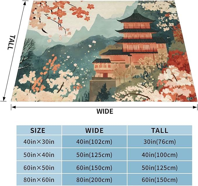 Landscape Illustration Soft Fleece Blanket 60 * 50 inch Soft Sofa Blanket Suitable for Sofa Camping Travel Night Cover Blanket