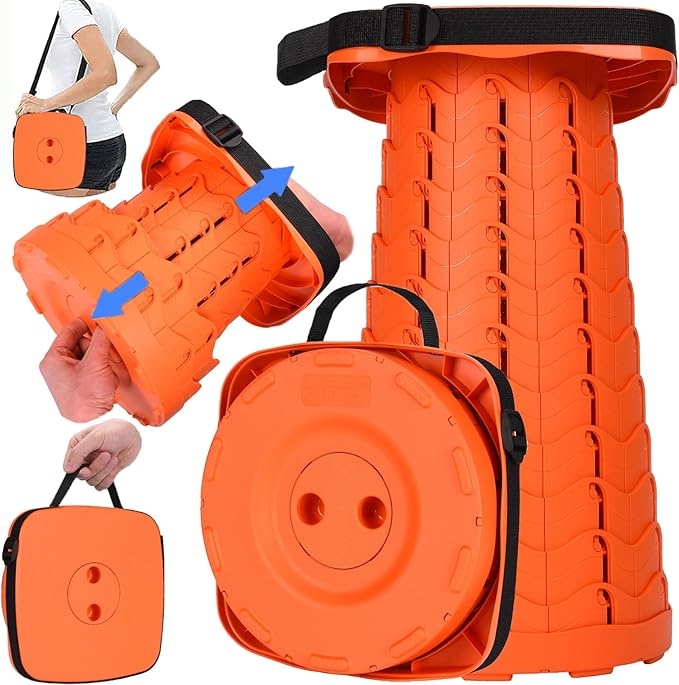 Fishboy Upgraded Collapsible Stool 400lbs Max Weight Lightweight But Sturdy Portable Retractable Folding Telescoping Foldable Camping Stool for Adults Outdoor Fishing Hiking BBQ