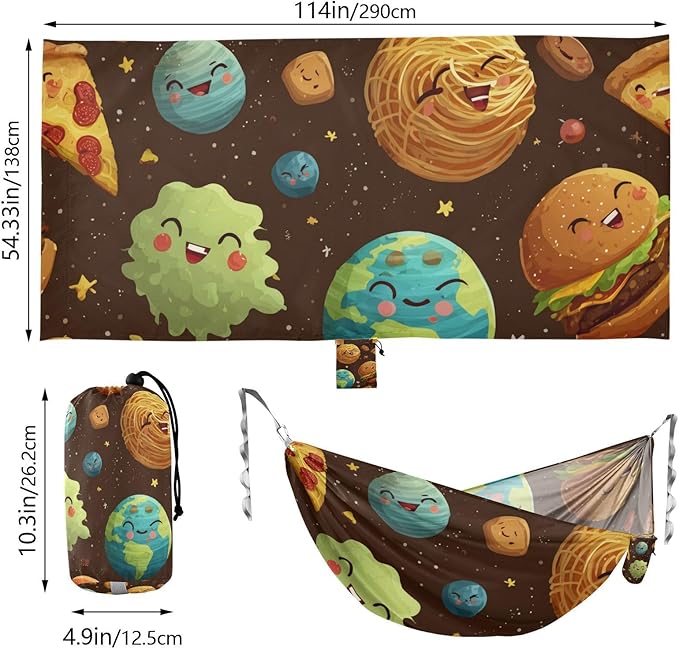 OTVEE Camping Hammock Space Treat Art Portable Hammocks 500lb Upgraded Thickened Durable Single Hammocks with Tree Straps &amp Travel Bag for Camping Outdoor Indoor Patio Backyard