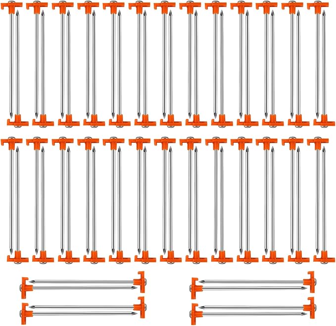 40 Pack Tent Stakes Heavy Duty 7.8 Inch Galvanized Non-Rust Metal Tent Pegs Ground Stakes Canopy Anchors Spikes Camping Accessories for Patio Garden Canopies Grassland Orange