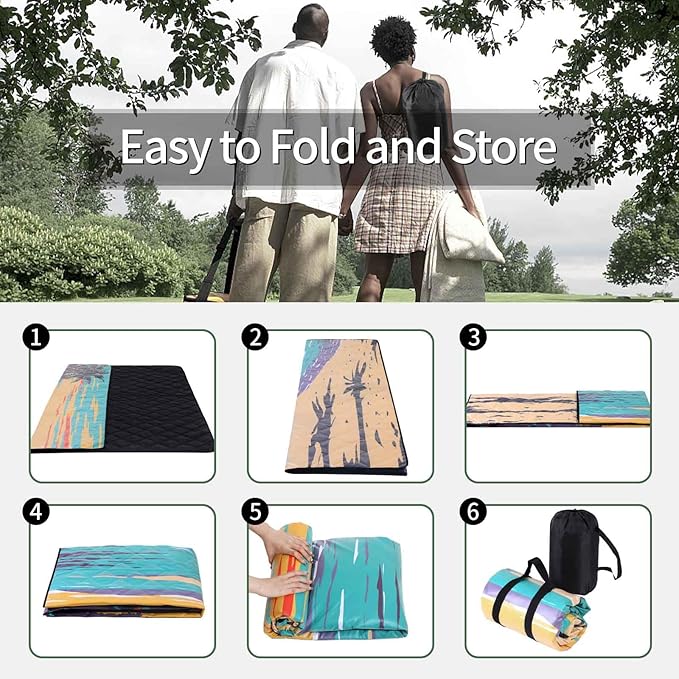 60x80 Picnic Blankets Outdoor Waterproof Beach Blanket Sand Repellent Packable Family Park Lawn Yard Play Mat Traveling Road Trips Organization Patio Garden Glamping Rv Gear Festival Gifts