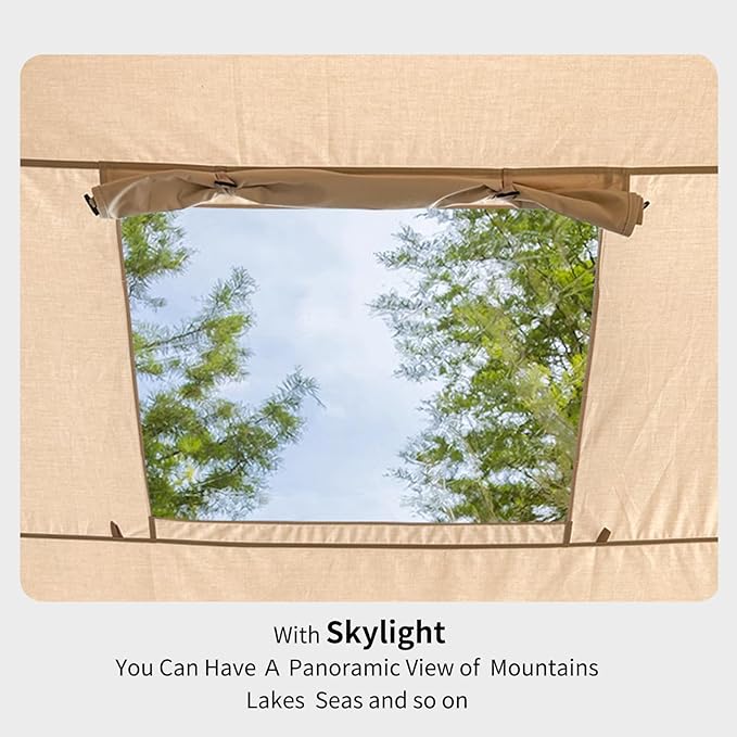 Inflatable Camping Tents with Hand Pump Air Glamping Tents Easy Setup Waterproof and Windproof Blow up Tent 4 Seasons Oxford Cabin Tent with Mesh &amp Chimney Window.