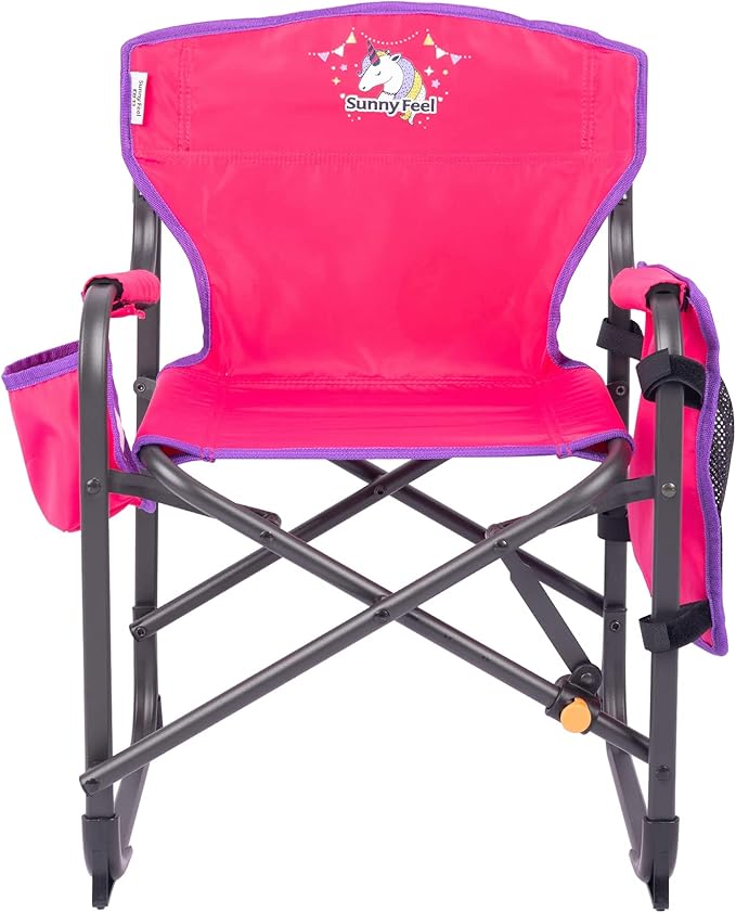 SUNNYFEEL Small Camping Chair Portable Folding Aluminum Directors Chairs Lightweigh with Cup Hold Pocket for BeachTripPicnicOutdoor Sports Events Foldable Camp Lawn Chair with Backpack Straps