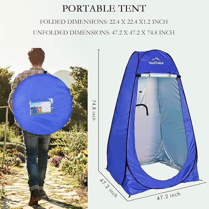 Your Choice Pop Up Privacy Shower Tent 3.9 x 3.9 x 6.2FT Portable Camping Changing Room Instant Setup Outdoor Shelter with Silver Coating Vent Window &amp Carry Bag for Beach Hiking &amp RV | Po