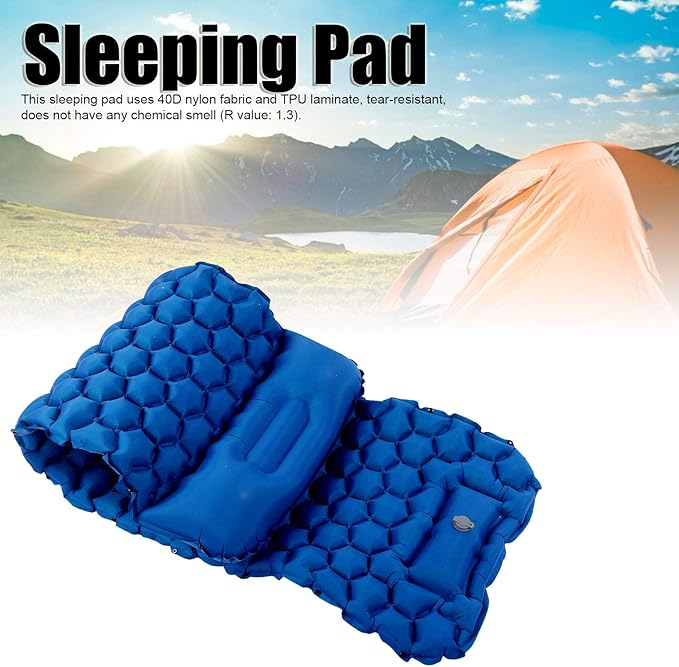 Sleeping Pad for CampingSelf Inflating Sleeping Pad CampingUltralight Sleeping Mat for CampingBackpackingHiking Lightweight Compact Camping Air Mattress for Tent(Royal Blue)