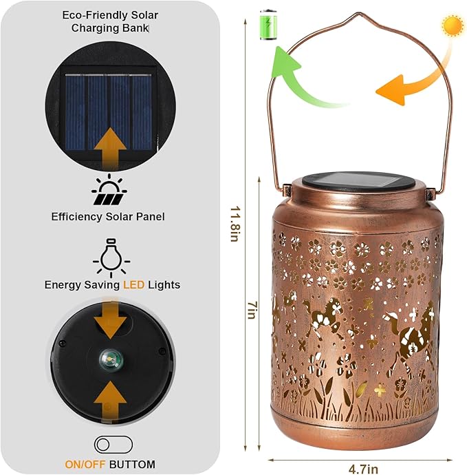 Horse Solar Lantern Outdoor Horse Decor Garden Decor Waterproof Light Hanging Solar Lights Yard Decor Christmas Gifts Gifts for Women Gifts for Mom Gifts for Grandma Horse Gifts