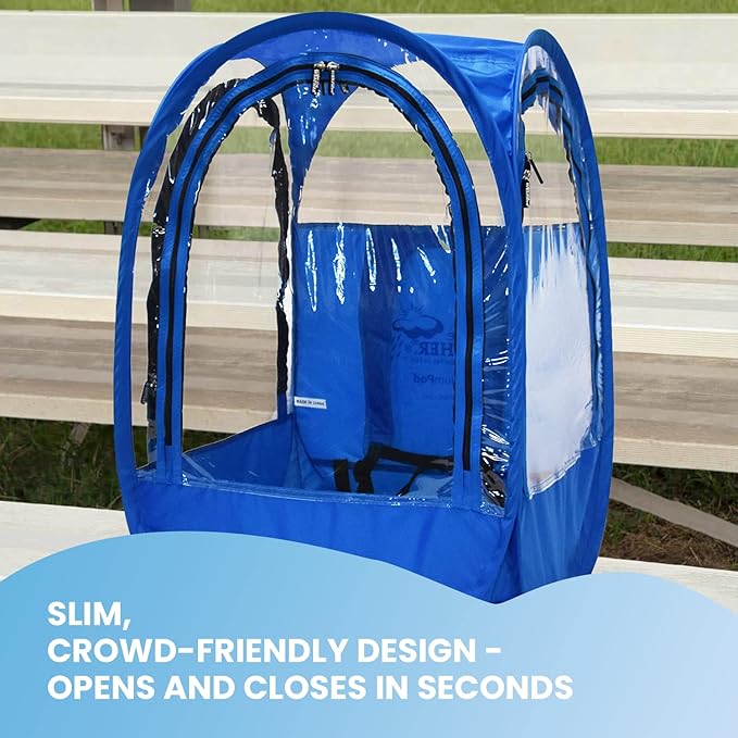WeatherPod® StadiumPod® The Original Pop-Up Pod - 1 Person Wearable Stadium Pod - Protection from The Wind Rain and Cold - Weather Pod for The Bleachers - Personal Tent for Sporting Events
