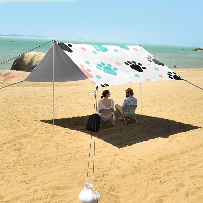 Dog Paw PrintCamping Sun Shelters 9.2 x 10.5 FT Beach Canopy Tent Sun Shade with Carrying Bag for Camping Trips Fishing Backyard Fun or Picnics 21341688