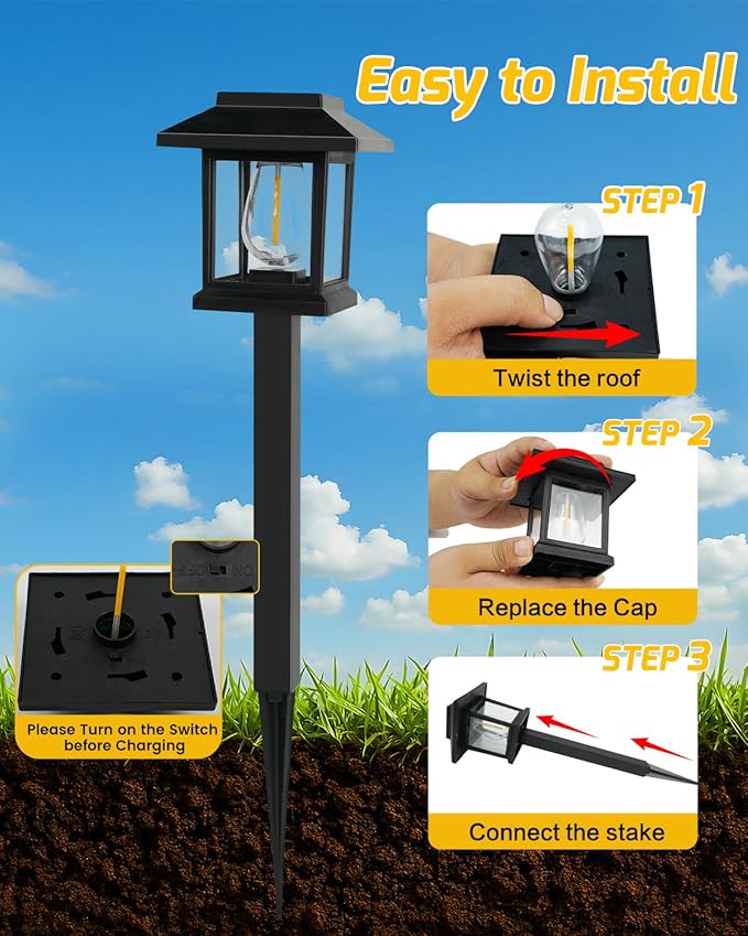 16-Pack Solar Lights Outdoor (Extra-Bright &amp Smart Auto On/Off) Solar Powered Garden Lights Waterproof Solar Pathway Lights for Landscape Path Yard Patio Driveway Walkway Decor (Cool White)