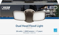 Feit Electric LED Security Outdoor Light 28W LED Waterproof Flood Light Adjustable Dual Head 2000 Lumens 5000K Daylight 50000 Hour Lifespan Bronze S9DFL/850/BZ/V1