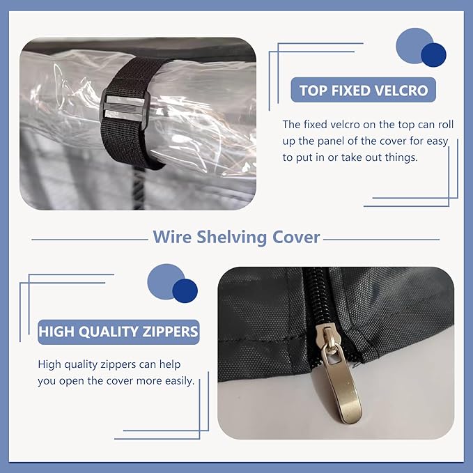 Wire Shelf Cover600D Heavy Duty 100% Waterproof Shelf Covers for Wire ShelvingOutdoor Storage Shelves Cover for Metal Rack48 W x 18 D x 82 HBlack with Clear Front