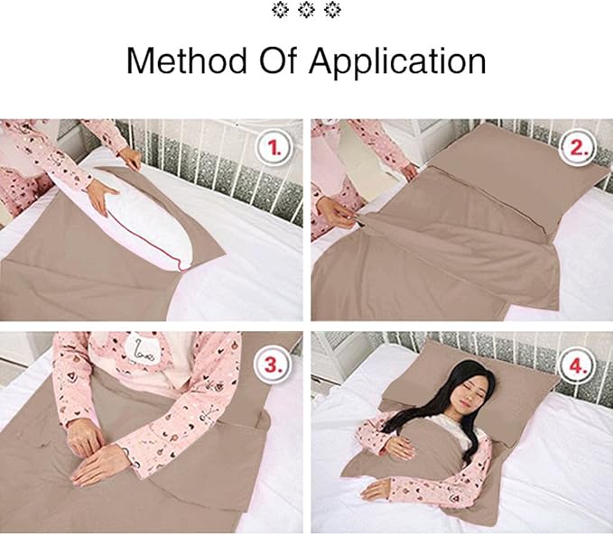 Sleeping Bag Liner Lightweight Portable Sleeping Sheet Dirt-Proof Compact Travel Camping Sheet for Outdoor Travel Hiking Hotels Picnics (Brown 83x63’’)