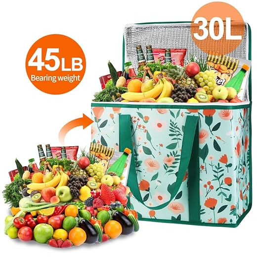 Bodaon 4-Pack Cooler Insulated Food Delivery Bag X-Large Bags for Grocery/Catering/Shopping Rideshare Delivery Bag Thermal Hot Pizza Large Cold and Frozen XL Tote Flower