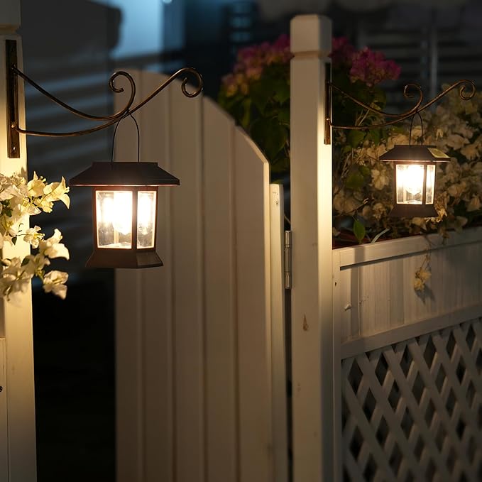 6Pack Solar Pathway Lights Outdoor Waterproof IP65 Brown Solar Lights Outdoor with Hook Upgraded 1000mAH Battery Up to 12Hrs Auto On/Off Garden Decor for Yard Driveway Walkway (Bulb)